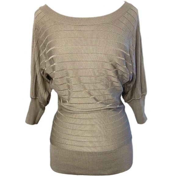 Vntg ATELIER SAB Y2Y Japanese Brand 3/4 Dolman Sleeve Brown KnittedSweater Sz 38 - Picture 2 of 12